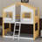 House Bunk Bed With Roof , Window, Window Box, Door , With Safety Guardrails And Ladder-1271079094