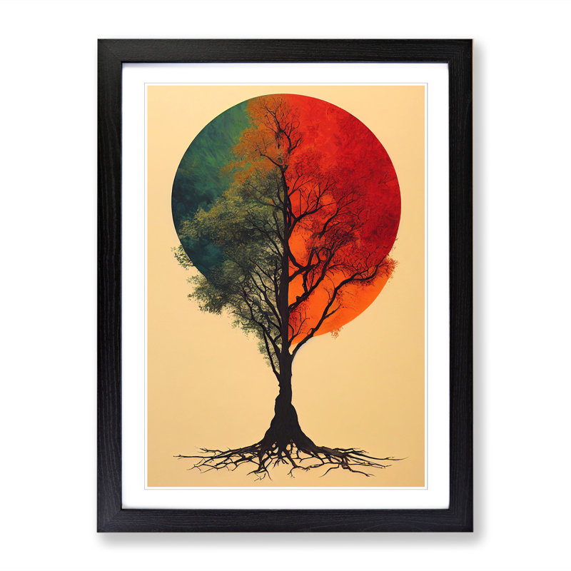 Tree Art Design Vol.2 - Single Picture Frame Print, 34cm H x 25cm W x 2cm D, Oak