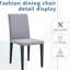 Chaises de salle à manger grises (paire). Moderne et confortable. Tissu respirant. Pieds en métal robustes. Dessous coulissant. Facile à nettoyer et à assembler. Hauteur de 18,5 po. Taille totale de deux chaises de 35,4 po. Minimaliste chic. Confortable-1759997159