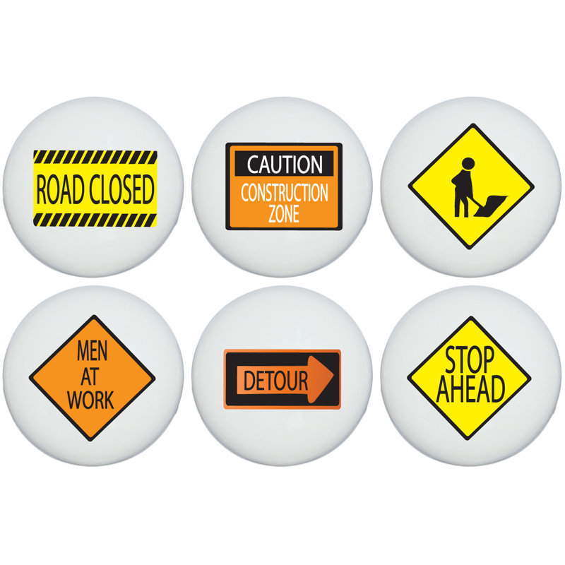 Construction Street Sign Drawer Knobs Children's Ceramic Cabinet Road Sign Handle Pulls