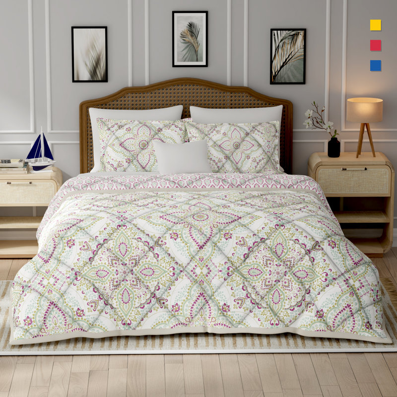 Ensemble de courtepointe 3 pièces 100% coton à imprimé percale Traditional