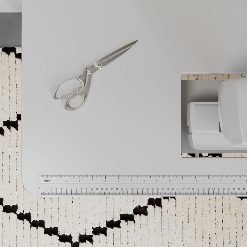 White Folding Sewing Table with Manual Lift and Steel Legs