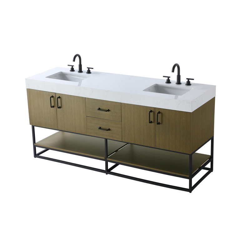 Meuble-lavabo double 72 po, Brun châtaigne