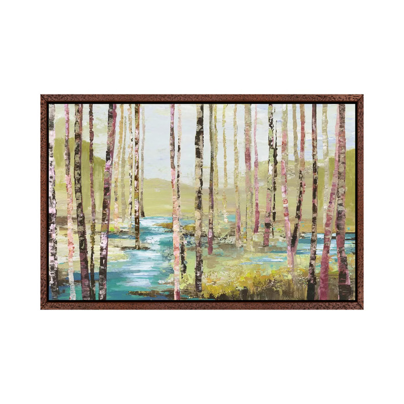Group Of Birch by Allison Pearce - Painting on Canvas, Classic Brown Wood Framed Canvas, 152.5 cm H x 101.5 cm W