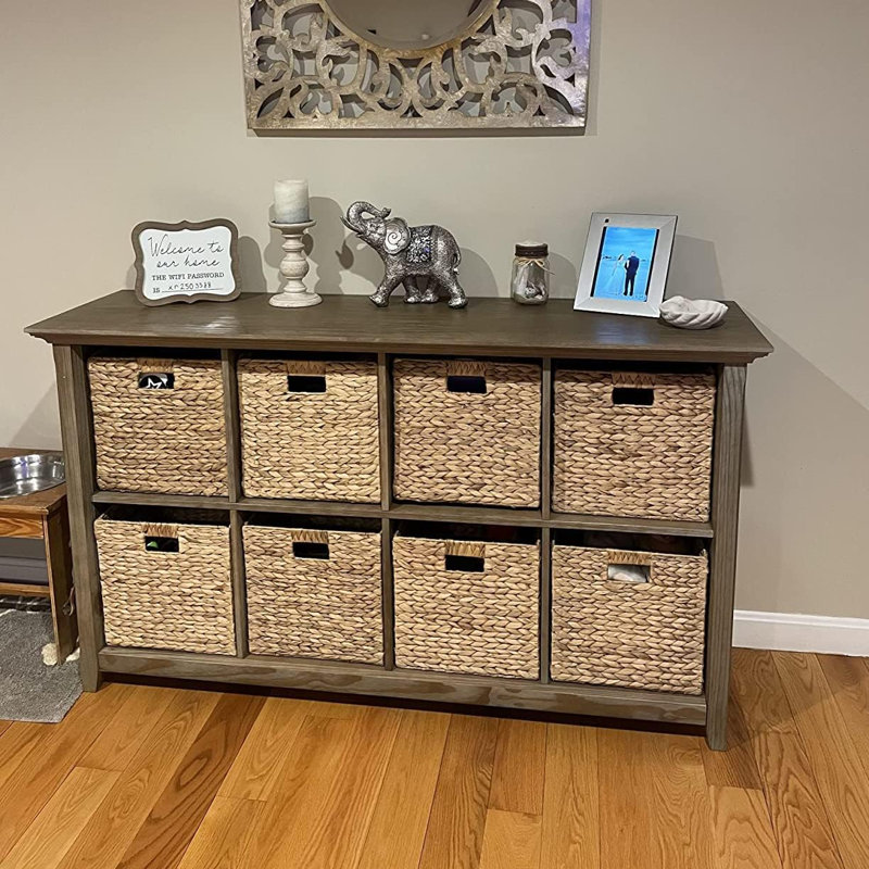 TREVIETDECOR 10.6x10.6in Wicker Storage Baskets, Handwoven Water Hyacinth Foldable Cube Storage Bins - Fits Cube Shelves with 11.6" or Larger Inner Openings