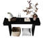 Console de 60 pouces noire rustique avec des fissures intentionnelles et une texture patinée, idéale pour un décor rétro - utilisation dans les espaces de vie principaux