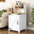 Farmhouse Nightstand With Charging Station, 18 Inch End Table With Barn Door And Adjustable Storage, Rustic Wood Sofa Side Table With Magnetic Door For Living Room, Bedroom, Antique White | Gift Idea-1732475822