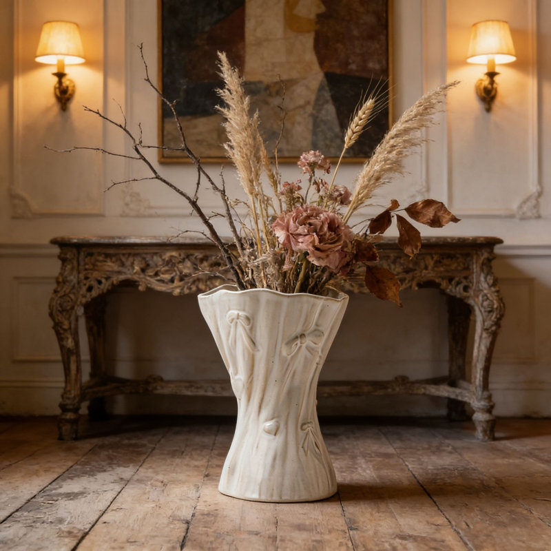 Vase décoratif en céramique blanche, joli petit vase à fleurs blanches pour la décoration intérieure, vases décoratifs en céramique de style bohème d'inspiration nordique moderne