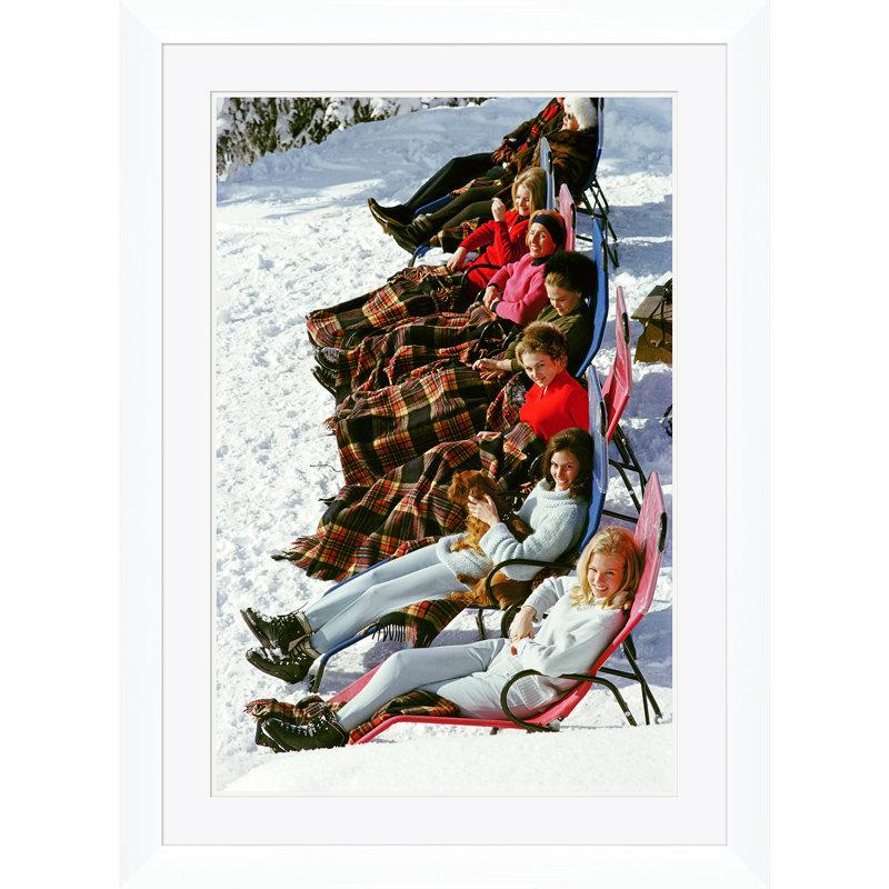 Apres Ski Print by Slim Aarons, 41" H x 30" W x 1.5" D, White Single Picture Framed