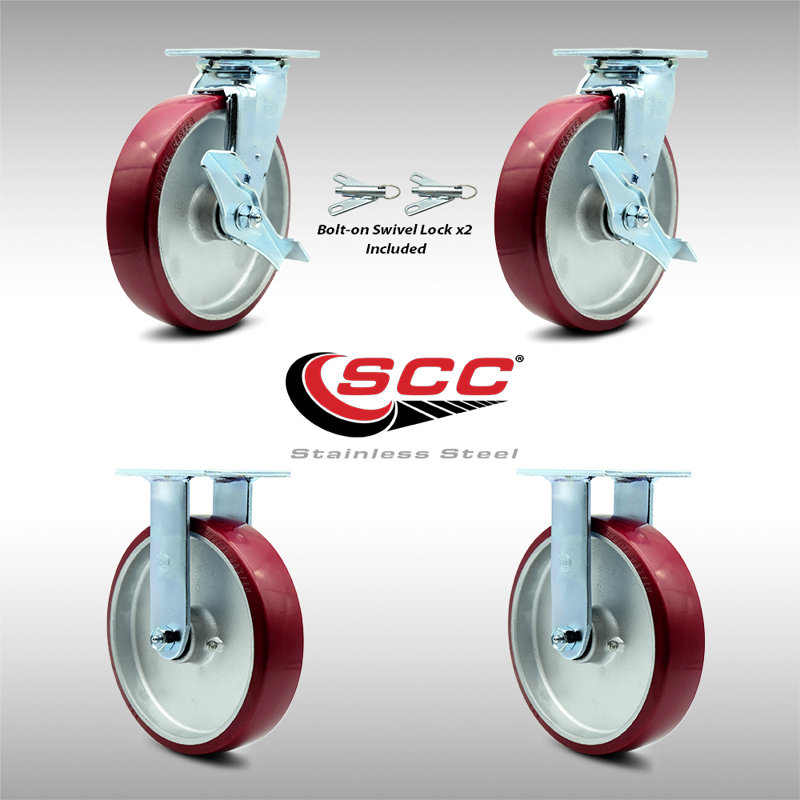 4 Piece Poly on Aluminum Caster Set