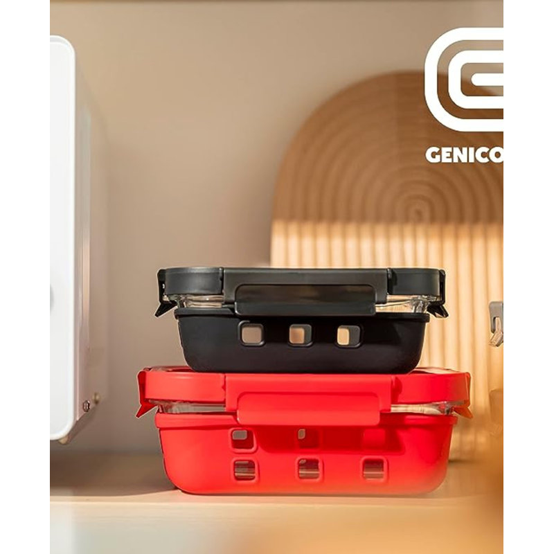 Genicook Borosilicate Glass 4 Container Food Storage Set