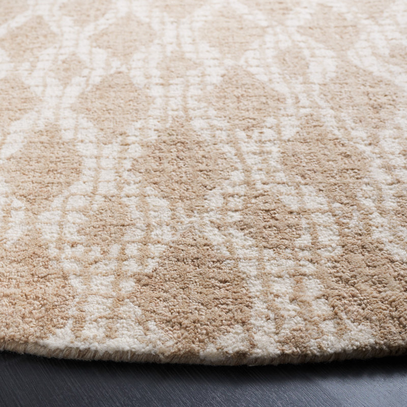 Abstract Hand Tufted Wool, Cotton Geometric Rug, Round 6'