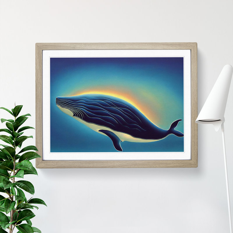 Whale Art Vol.2 - Framed Print, 34cm H x 46cm W x 2cm D, Oak Framed