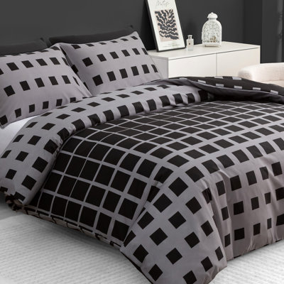 Luxury Double Brushed Microfiber Reversible Duvet Cover Set with Zipper Closure and Corner Ties