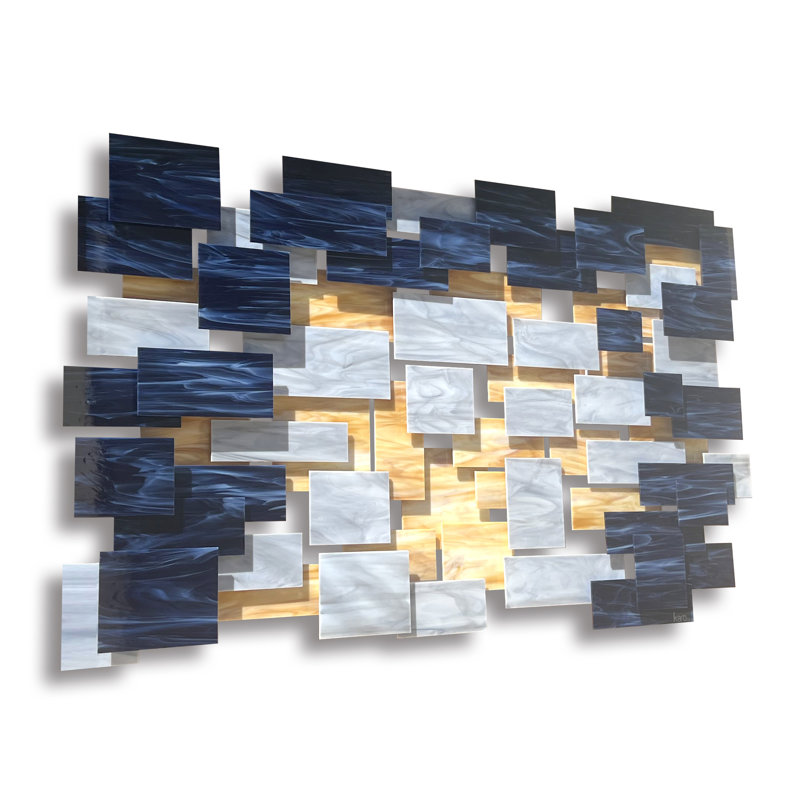 Mystere Glass And Metal Wall Sculpture, 44" H x 71" W x 4" D