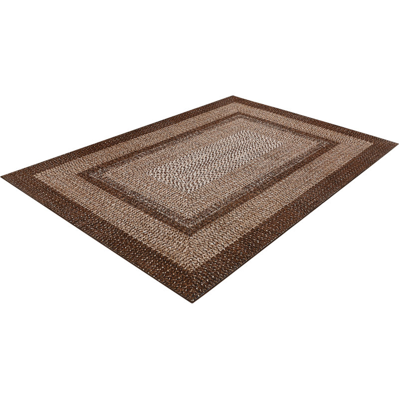 8x10 Large Braided Rug, Washable Area Rug for Living Room, Vintage Accent Rug, Braided Print Carpet, Low Pile Non-Shedding Kitchen Rugs with Non Slip Backing, Aesthetic Foldable Brown Rug