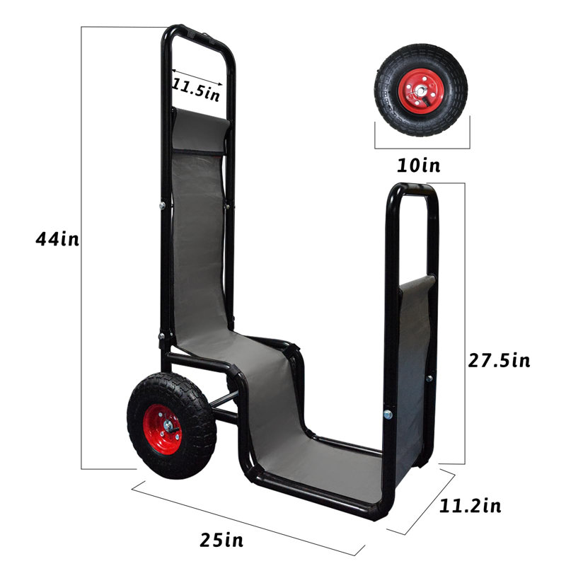  Portable Iron Firewood Cart - Large Capacity With Durable Design And Easy Assembly For Home Storage