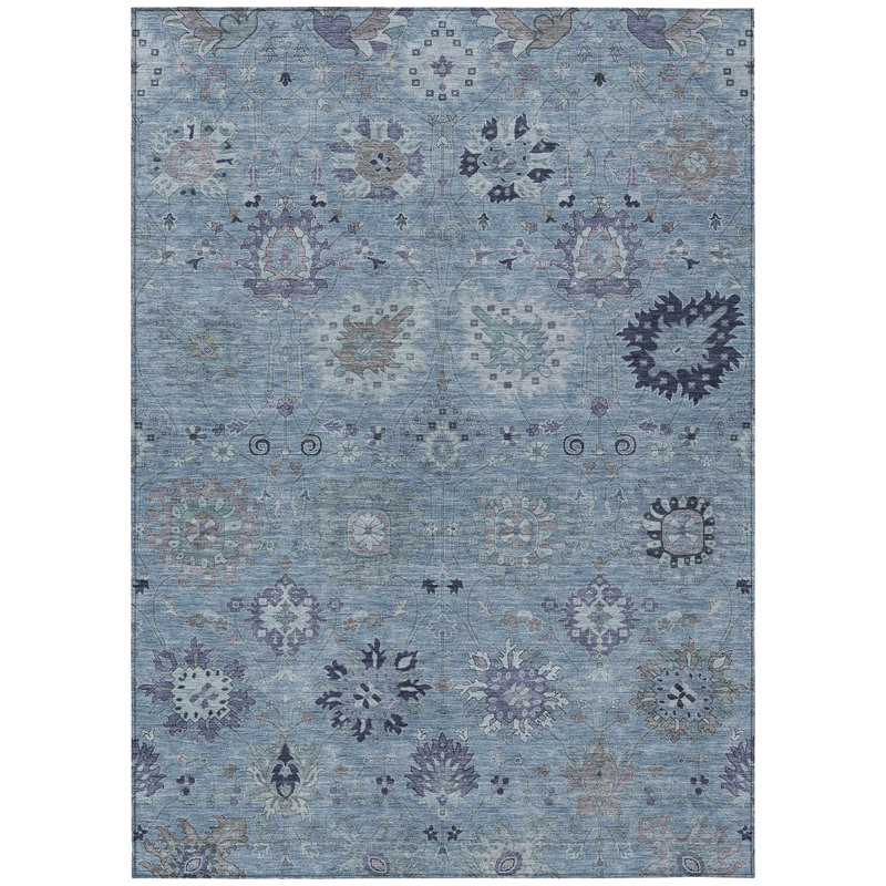 Machine Washable Indoor/Outdoor Chantille ACN2289 Damask Rug, Rectangle 3' x 5'