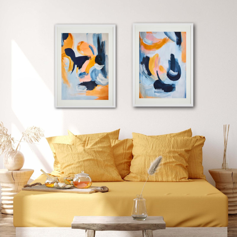 The Boe Duo - 2 Piece Single Picture Frame Art Prints Set, 73cm H x 53cm W x 2cm D, White