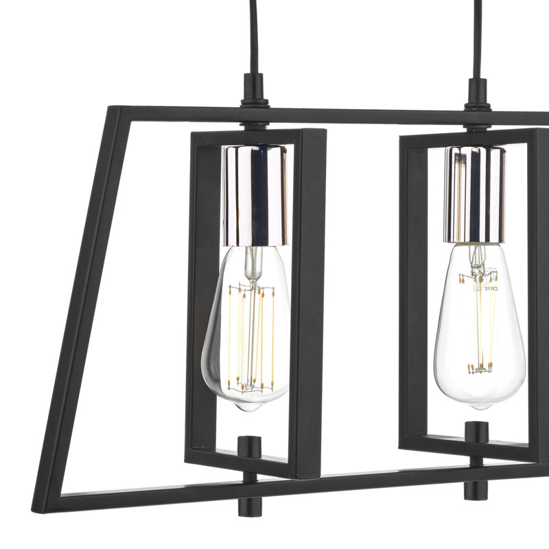 Wallis 3 - Light Matt Black/Polished Chrome Kitchen Island Pendant