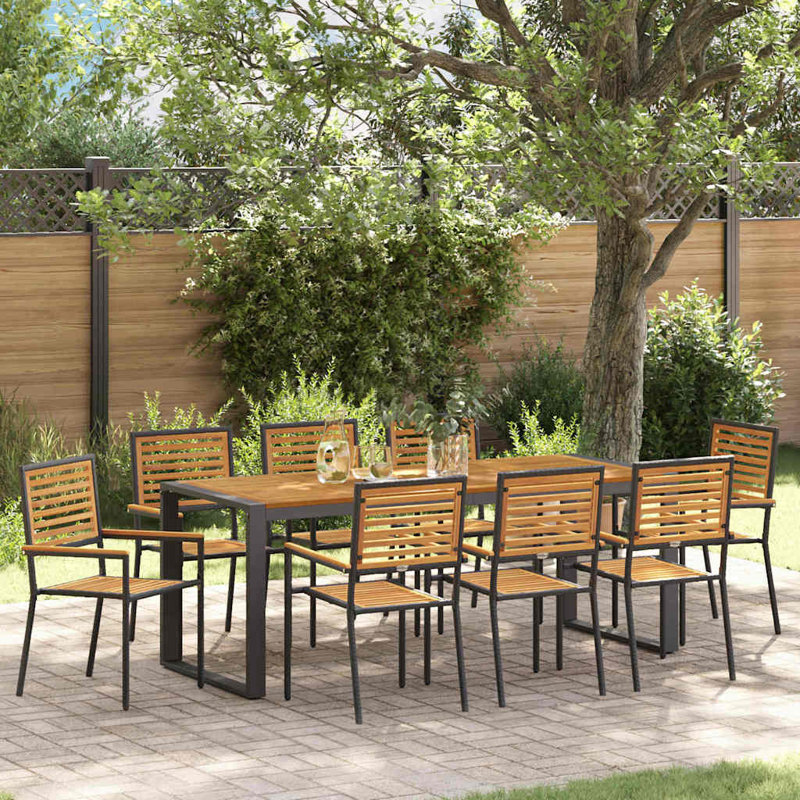 9 Piece Garden Dining Set, Black