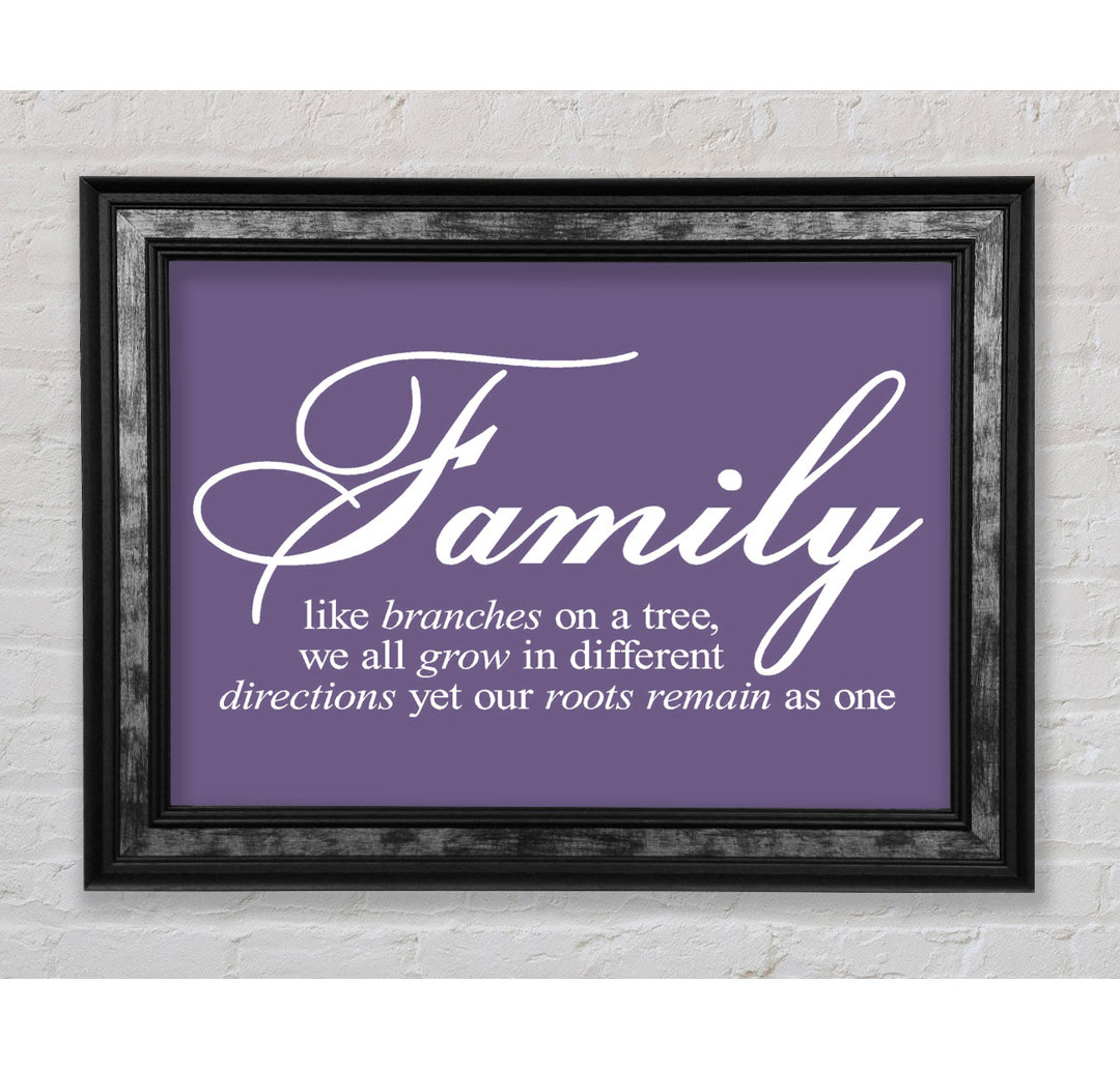 Millersport Family Quote Family We All Grow In Different Directions Lime Green Framed Print Wall Art