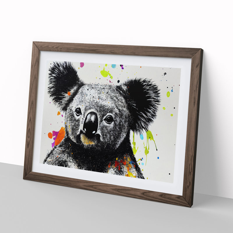 Koala Bear Splash Vol.2 Abstract - Single Picture Frame Print, 46cm H x 64cm W x 2cm D, Walnut Framed