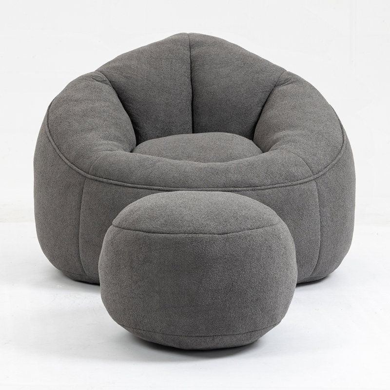 Fauteuil à billes souple avec repose-pieds, Gris