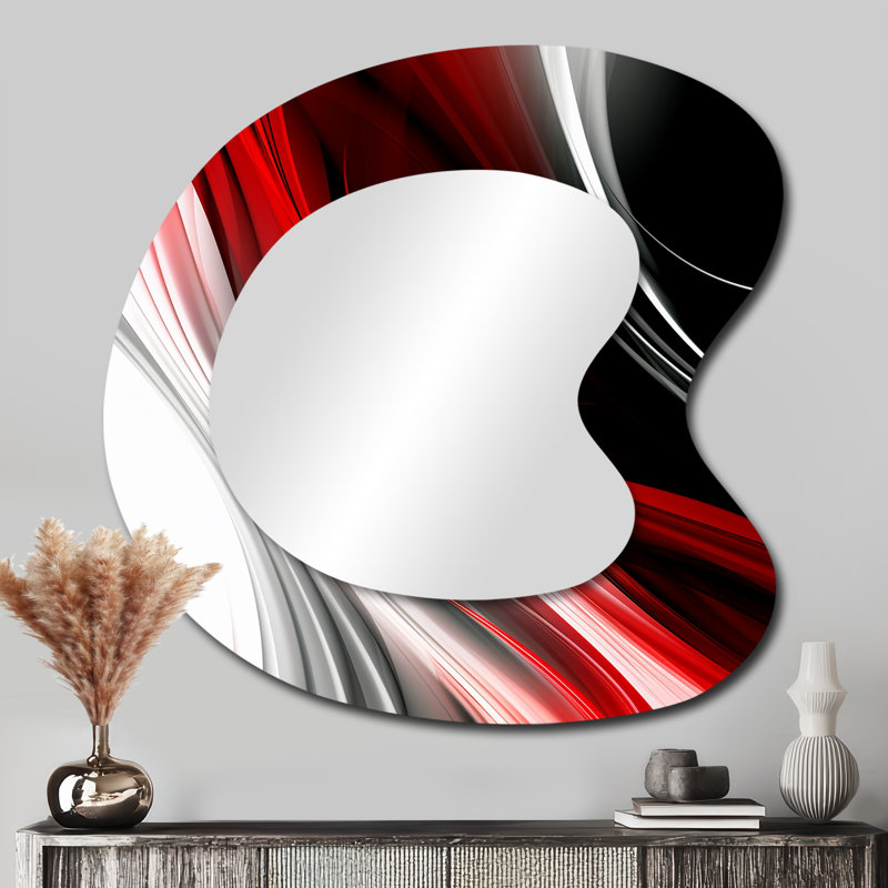 Miroir mural rouge et noir, 33 po x 33 po