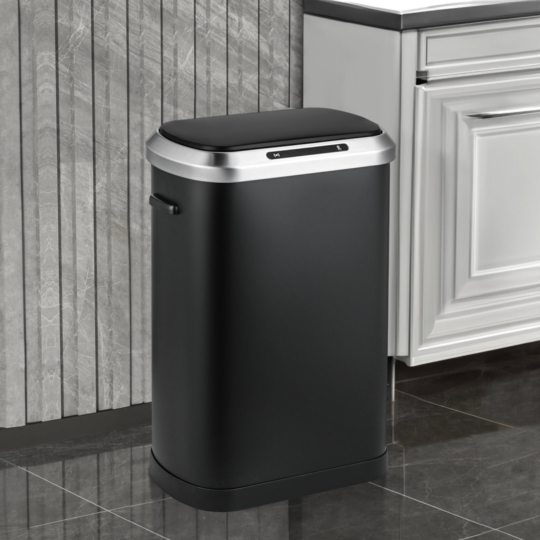 13 Gallon Trash Can with Lid, Automatic Motion Sensor Touchless Mute Kitchen Garbage Can Waste Bin MoNiBloom 