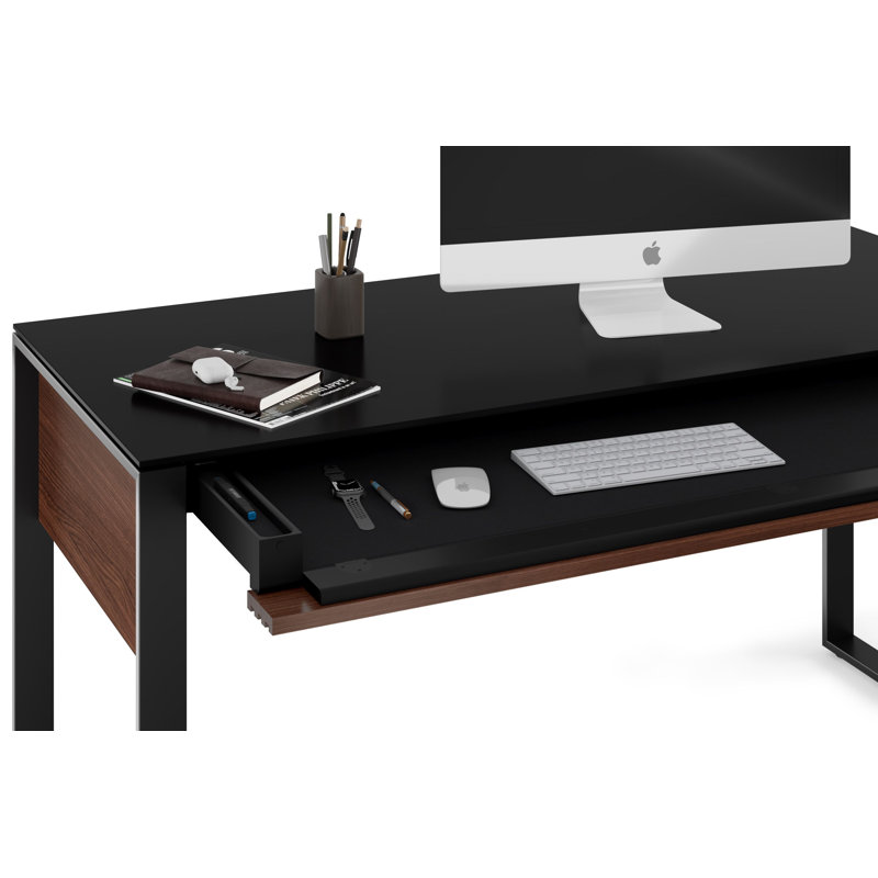 Corridor Glass Top Writing Desk, Chocolate Stained Walnut