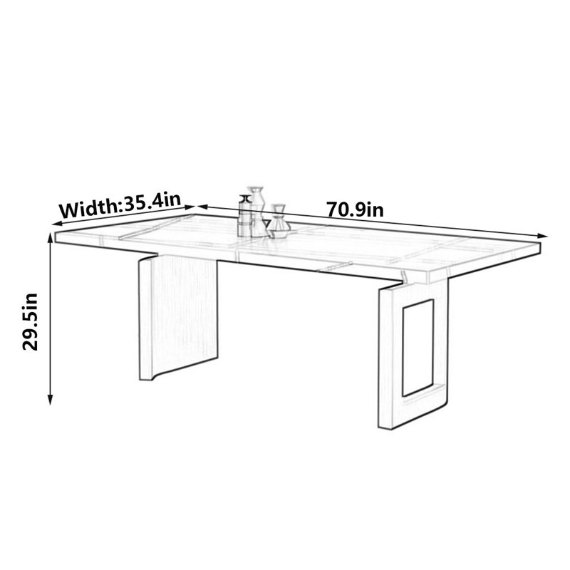 Table de salle à manger Modern, H 29,5 po x L 70,9 po x l 35,4 po