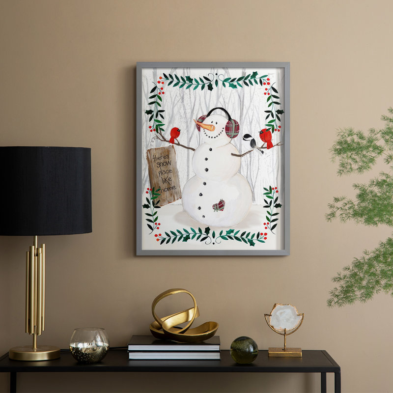 Folk Snowman Forest II, reproduction encadrée - bois massif, H 30 po x l 24 po, Gris