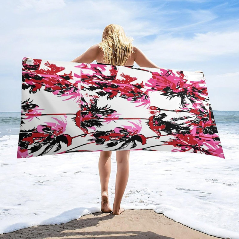 Tropical Palm Trees Sand Free Beach Towel 63"x32", Quick Dry Lightweight Absorbent Travel Towels for Adults Gym Camping Swim Pool