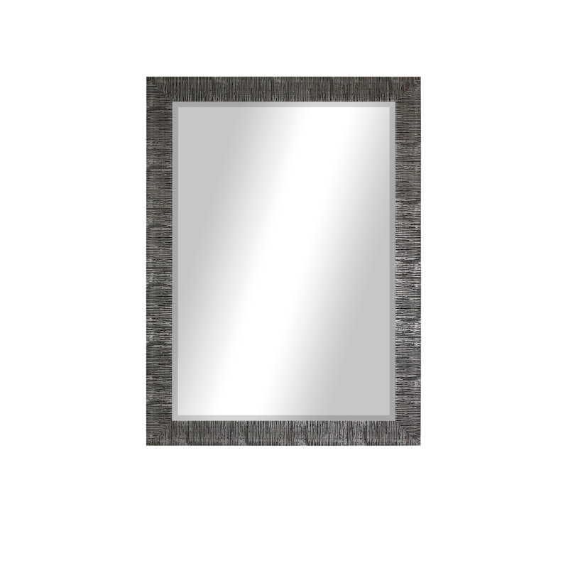 Duval Wood Wall Mirror, 33.5" H x 27.5" W, Silver
