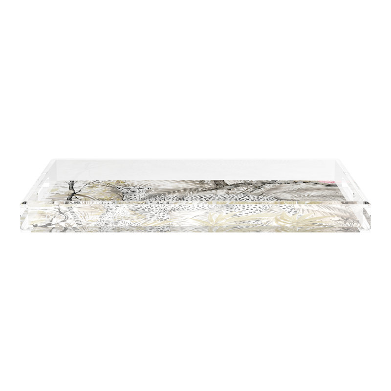 Arcadia Chettah Acrylic Rectangle Decorative Tray, 22.5"W x 14.5"D x 2"H