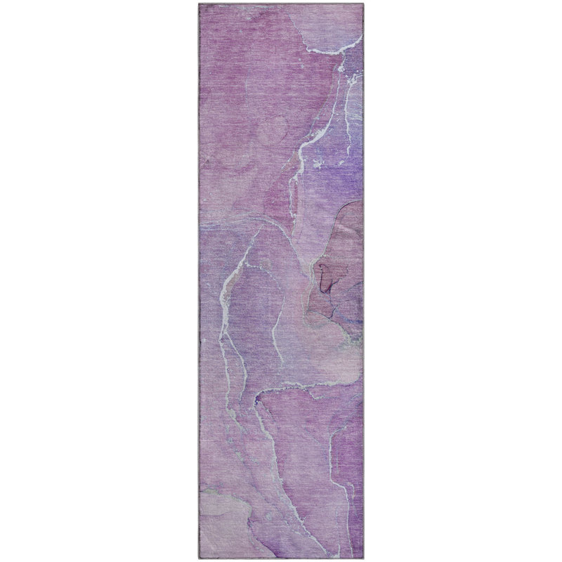 Premium Machine Washable Cerrito AMF511 Purple Rug, Runner 2'3" x 7'6"