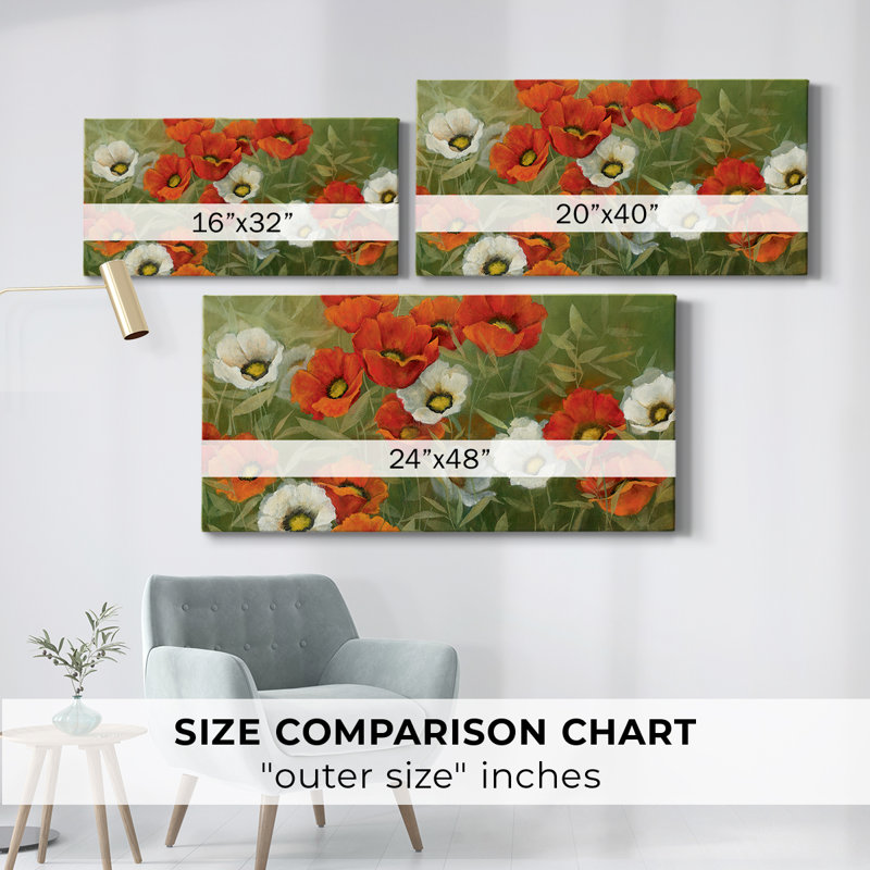 Symphonie de coquelicot - Toile tendue avec châssis - Prêt à être accroché, H 16 po x l 32 po