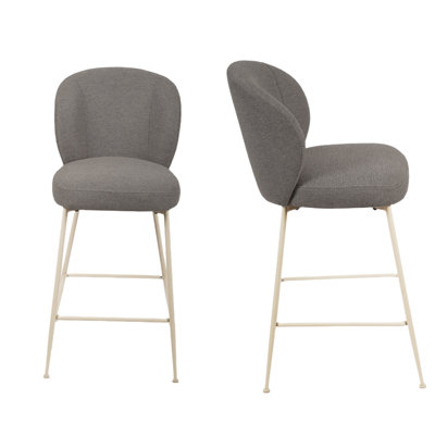 Upholstered Cotton and Linen Blend Counter Stool
