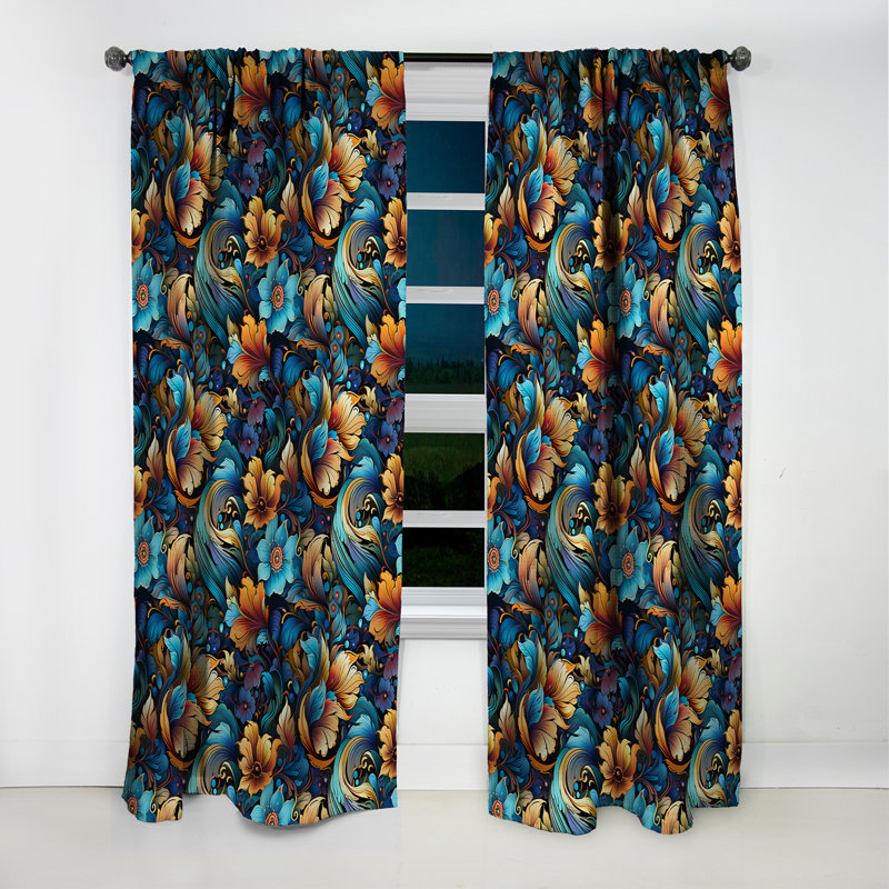 Motif cachemire bohémien Rhapsody I - rideau en velours glamour - obscurcissant - 1 panneau, L 52 po x L 108 po
