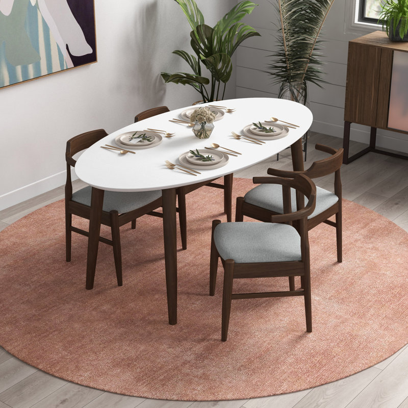 Ensemble de table de salle à manger Ayberk, Blanc, gris