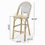 Tabouret de bar 29,5 po en rotin français d'extérieur et cadre noir en aluminium avec finition en bambou (ensemble de 2)