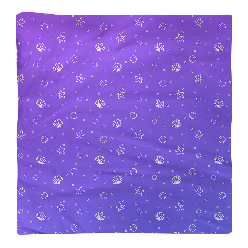 Serviette en coton à motif coquillage, Bleu / Mauve, H 0,1 po x l 10 po x P 10 po, Sergé de coton