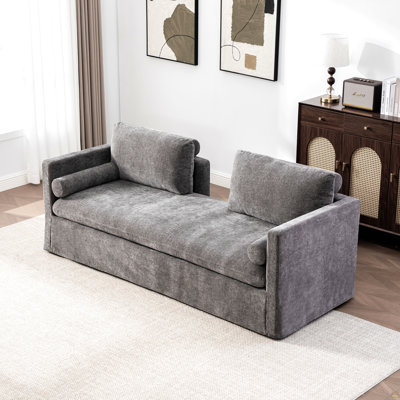 82.68" Wide Extra-Large Double-Seater Sofa, Chenille Upholstered