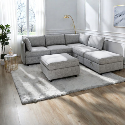 Canapé modulaire en chenille avec rangement