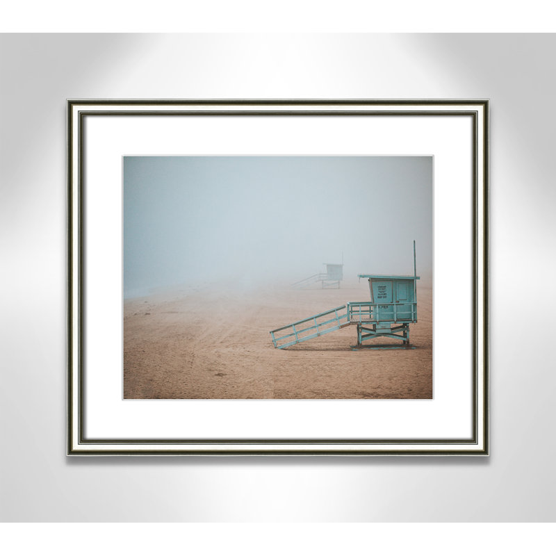 " Manhattan Beach " by Nathan Dumlao, Silver Framed, 17.25" H x 20.25" W x 0.875" D