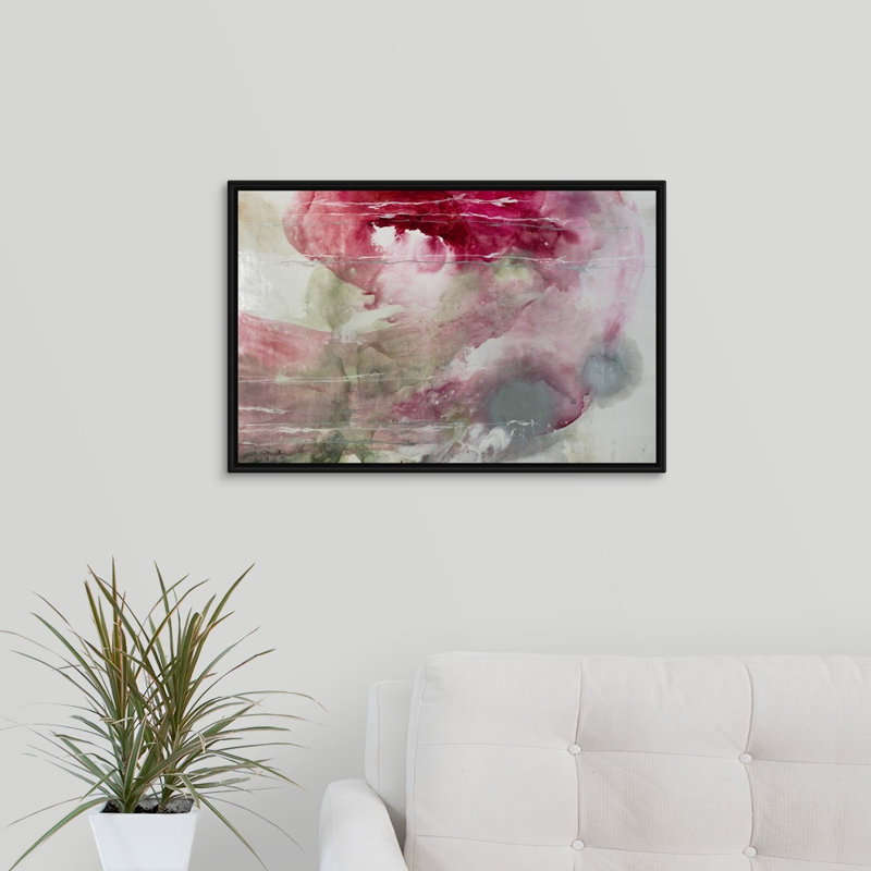 « symphonic matin », peinture sur toile, H 17,7 po x l 25,7 po x P 1,75 po, Cadre flottant noir