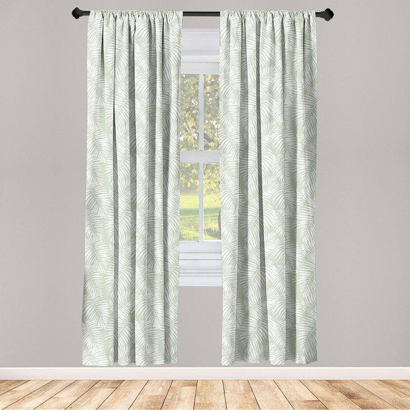 Semi Sheer Curtain Pair, 56" W x 95" L, Pastel Green/White