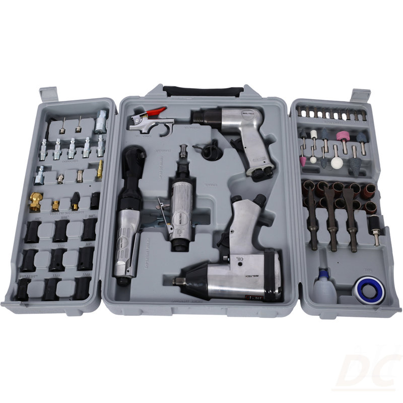 Ensemble d'outils pneumatiques et d'accessoires, 71 pièces, clé à chocs, cliquet à air, meuleuse, marteau Aire, raccords de tuyaux, étui de rangement