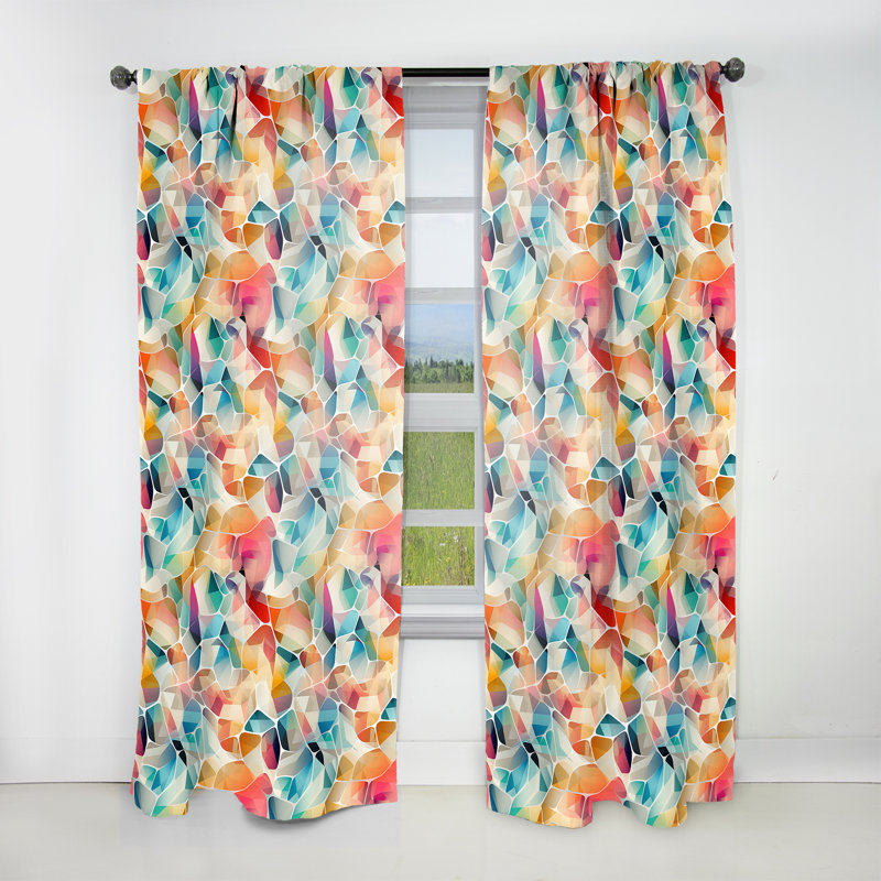 Rideau abstrait obscurcissant à motif mosaïque multicolore Dreamnez - 1 panneaux, L 52 po x L 108 po